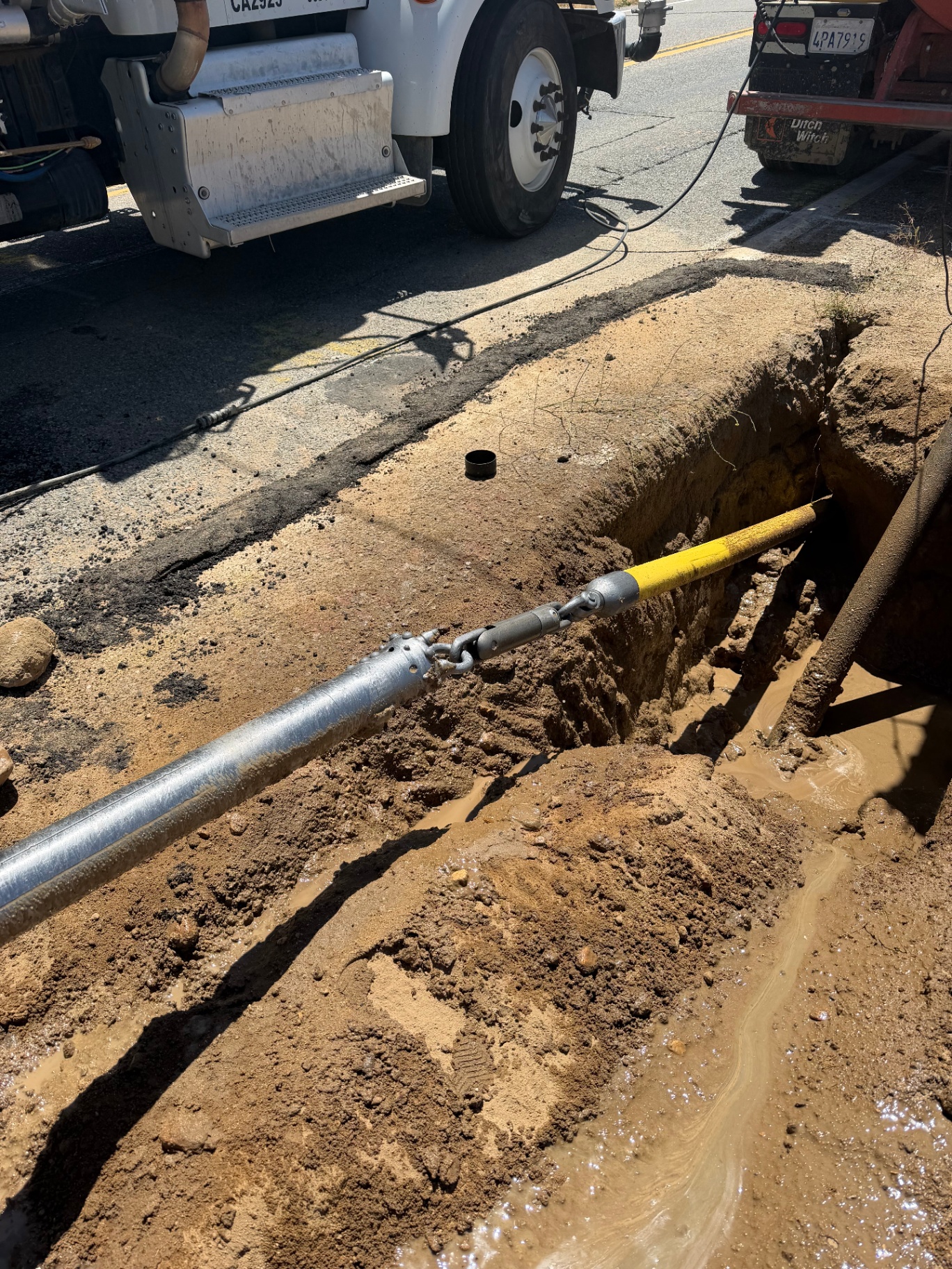 Casing pull-back on a Caltrans right-of-way